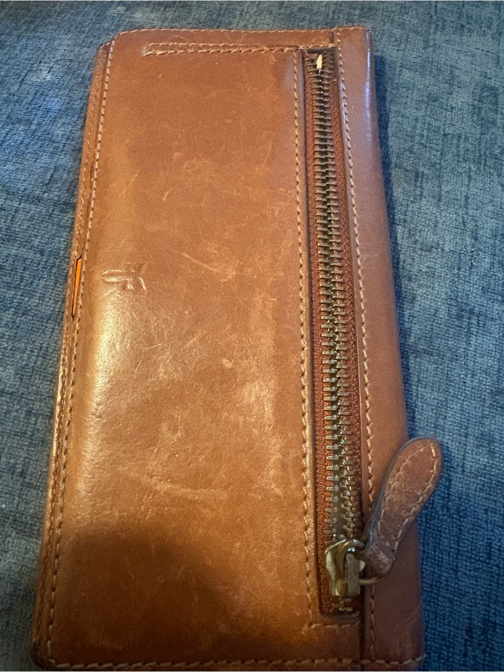 Vintage Frye Cognac Brown Leather Continental Checkbook Wallet Closure as Is - Picture 4 of 8